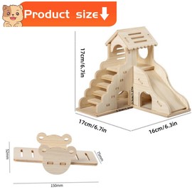 HIDOSNG Hamster House, Wooden Hamster Maze Villa, Hamster Accessories, Hamster Hideout for Hamster, Mice, Gerbils, Lemmings