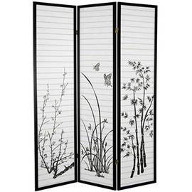 Legacy Decor 4 Panel Room Divider Privacy Screen Bamboo Print 71" Tall x 70" Wide