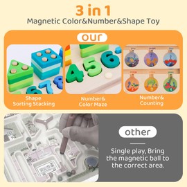 GCRQ Magnetic Game Maze Toy, Montessori Toy for 3+ Years Old, Wooden Puzzle Activity Board, Educational Toy for Toddlers, Preschool Children, Birthday