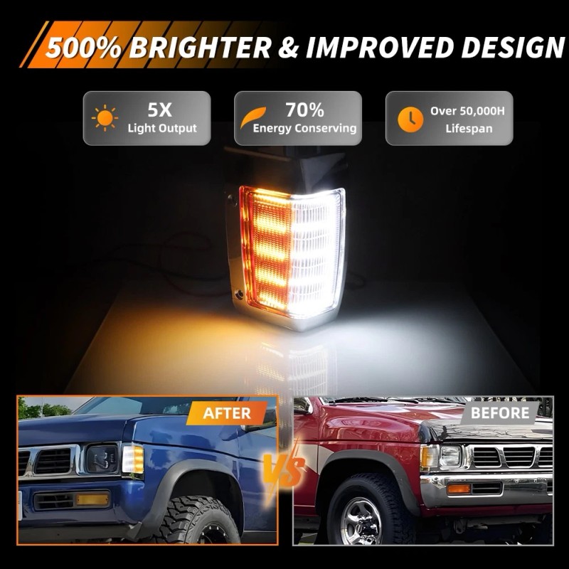 OFFKAT 2X Chrome Full LED Corner Side Marker Signal Lights