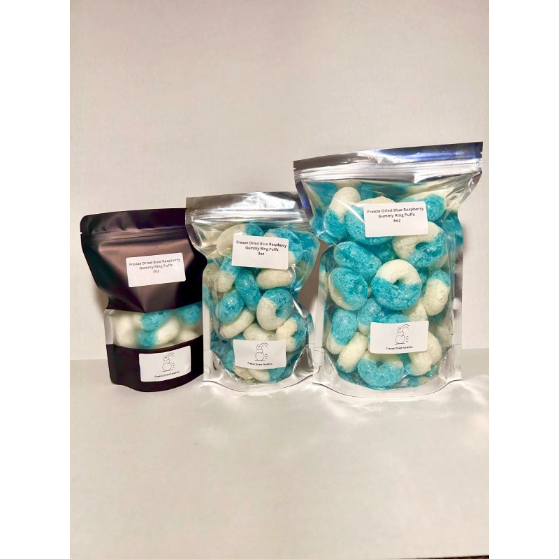 Albanese Freeze Dried Blue Raspberry Gummy Ring Puffs Candy *Pick