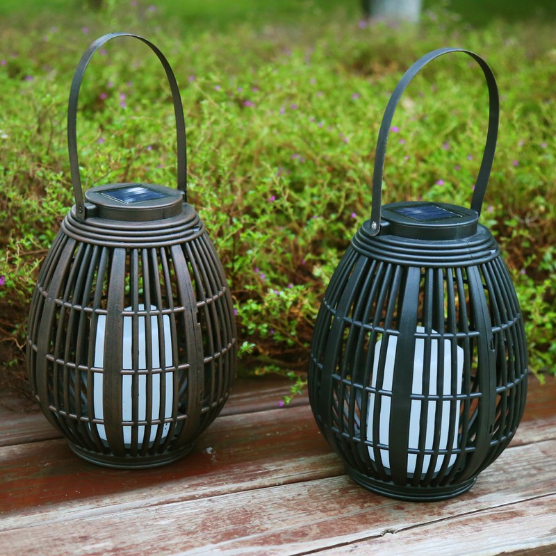 Solar Garden Lantern LED Outdoor Solar Lantern Waterproof Decorative Rattan