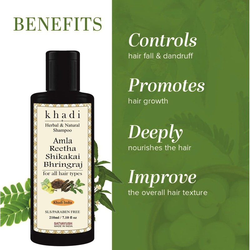 Satvayush Khadi Amla Reetha Shikakai Bhringraj SLS-Paraben free Ayurvedic Shampoo