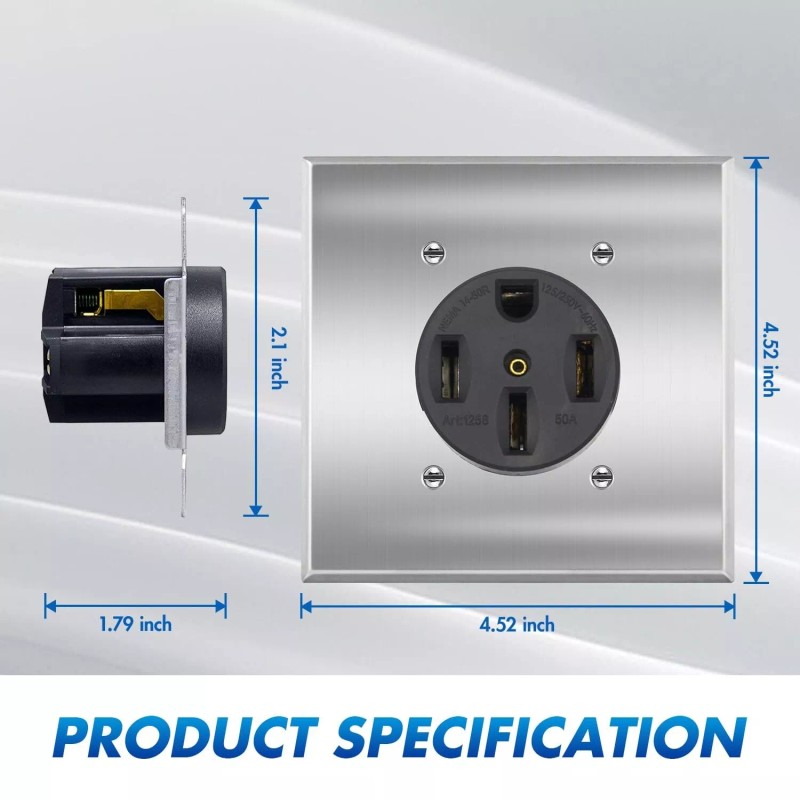 Maxbright NEMA 14-50R 50 A Receptacle Flush Mounting Outlet,3 P