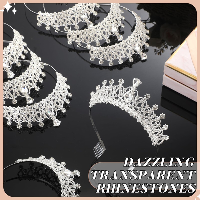 20 Pcs Crystal Queen Tiara Crown for Women with Combs,