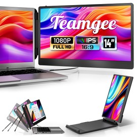 Teamgee S1 Dual Laptop Screen Extender — 14” FHD IPS Portable Monitor for 13–17” Laptops, USB-C/HDMI Plug & Play, Compatible with Windows, macOS & Android, Perfect for Hybrid Work & Travel