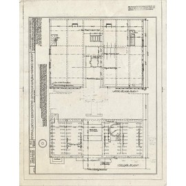Historic Pictoric : Blueprint Attic and Cellar Floor Plans - Jonathan Corwin House, 310 Essex Street, Salem, Essex County, MA 24in x 30in
