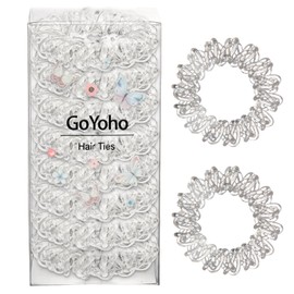 GoYoho Upgraded Version Spiral Hair ties for Women, No Crease Clear Coil Hair Ties Spiral Ponytail Holders Scrunchies, Hair Coils/Phone Cord Hair Ties for Thin Hair/Soft Elastic. (8,Transparent)