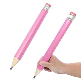 Wuyituart 2 Pcs Jumbo Wooden Pencils 13.4 Inch Funny Pink Giant Pencils with Cap and Eraser
