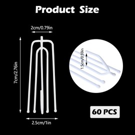 Pack of 60 curtain hooks, metal, curtain hooks, stainless steel folding hooks for curtains, 4 prong pinch curtain pleat hooks, curtain hooks for rails for hanging, curtains, door curtains and curtain