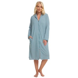 Suzy & Me Ladies 100% Cotton Zip Dressing Gown (SAGE 14-16)