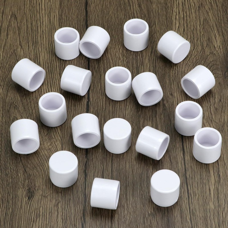 QWORK PVC External End Cap, 100 Pack 3/4" Furniture Grade