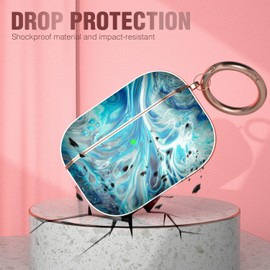 Maxjoy for AirPods Pro Case, Cute AirPod Pro Case Protective Hard AirPod Pro Cover for Women Men with Keychain for AirPods Pro Charging Cover 2019, Marble Green