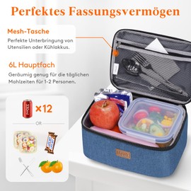 Lifewit Cool Bag Small Insulated for Men Women Foldable Lunch Bag Insulated Bag Portable Cool Box for Men Women for Picnics Work Dark Blue 6L