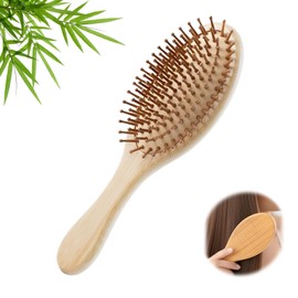 Bamboo Paddle Wooden Hair Brush, Eco-Friendly Natural Bamboo Wooden Brush with Air Cushion, Wide Tooth Comb for Scalp Massage, Reduces Frizz, Suitable for All Hair Types, Durable Hair Care Tool