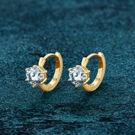 AINUOSHI Moissanite Hoop Huggie Earrings for Women, 925 Sterling Silver Yellow Gold D-E Color Moissanite Diamond,Hypoallergenic,Jewelry Box Packed