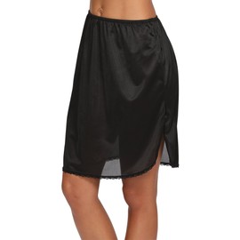 GYS Half Slip for Women Under Dress Silky Lace Underskirt, Black, X-Large