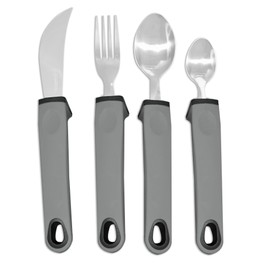 Easy Grip Cutlery Set, Cutlery for Disabled Hands, Disability Ideal Dining aid for Elderly Disabled Arthritis Parkinson's Disease Tremors Sufferers Gary (Curved)
