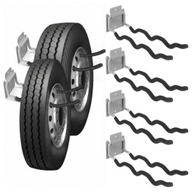 MorningRo 4 Pack Garage Hooks Heavy Duty 12" Ladder Hanger Wave Wall Mount Hanger Foldable Garage Storage Utility Hooks for Car Tires Ladder Shovels Chairs Power Tools Garden Tools Organization