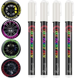 Jietamaseo Paint Pen For Car Tires - White Tire Paint Pen， Waterproof Tire Marker Lettering Paint Pen, Allows You To Get The Real Professional Look Of Car Tires (White-4pcs)