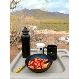 Brink House Folding TV Tray Table (Set of 2), Gray, 17 x 22 x 26 inches, Portable Indoor-Outdoor Glamping Trays with Space for TV Dinners, Laptop, Utensils, and Drinks