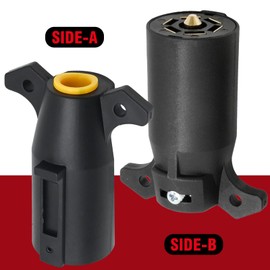 ZUDKSUY 10Pcs 7 Pin Trailer Plug, RV-Style 7 Way Flat Blade Connector, Replace for Tail Lights Turn Signals Electric Trailer Brakes