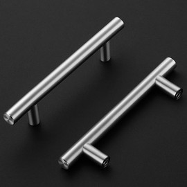 Ravinte Pack of 10 Silver Furniture Handles, T Bar Handles for Kitchen Cabinets, 89 mm Hole Centre, Cabinet Handles, Rustproof Stainless Steel Furniture Door Handles