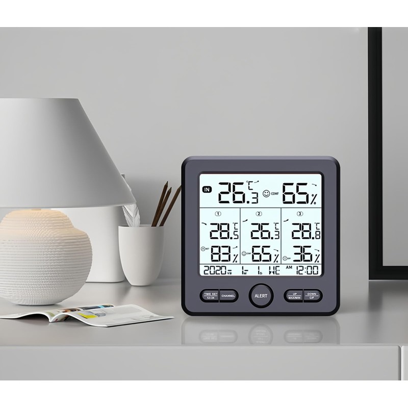 Lancoon Digital Thermometer Hygrometer with 3 Wireless Sensors LCD Backlight