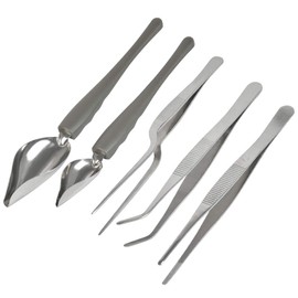 FOCCTS 5Pcs Plating Tools Culinary Set, Stainless Steel Cooking Tweezers Drawing Spoon Drizzle Decorating Spoon Precision Tongs with Precision Serrated Tips, Culinary Tool Set for Plates Decorating