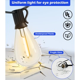 luckystyle S11 LED Bulb 2 Pack, Outdoor String Lights Replacement Bulbs, 0.7W, Dimmable, E12 Base, Waterproof & Shatterproof, 2700K Warm White for Wedding, Patio, Party Lights