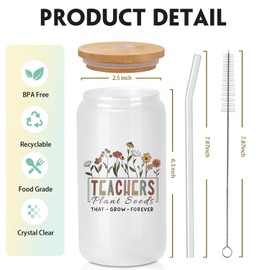 Teacher Appreciation Gifts - Back To School, Birthday Retirement Gift, Inspirational Gift For Women, Thank You Encouragement Gifts For Teachers Women Friends Coworkers - 16 oz Frosted Can Glass