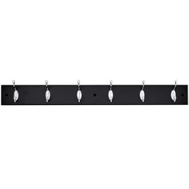 Home Basics 6 Dual Hook Wall Mounted Hanging Rack | Minimal Design | Variety of Colors | Great for Entryway (Black)