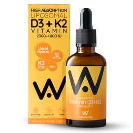 well actually WELL ACTUALLY Liposomal Vitamin D3 + K2 Liquid Pipette - High Absorption Vegan Vitamin D3 4000 IU & Vitamin K2-7 160mcg as Menaquinone-7 MK-7 - Orange & Mango (up to 120 Servings)