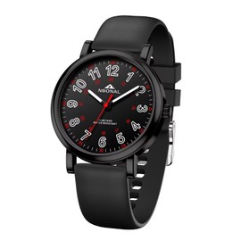 NBONAL Nurse Watch for Medical Doctor Professionals Student Easy Read Dial with Luminous 24 Hours Red Second Soft Silicone Band 30M Waterproof (NB-231BK-ABK)