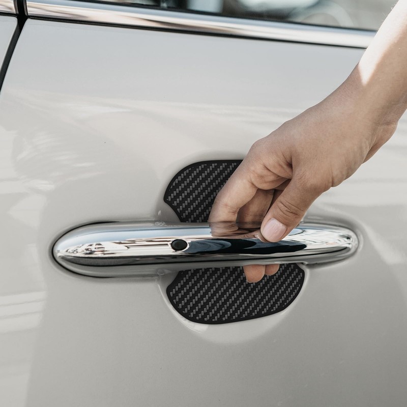 Car Door Handle Protector, 4Pcs TPU Carbon Fiber Anti-Scratches Protectors,
