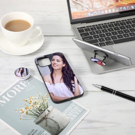 Flutesan 65 soportes de sublimación para teléfono plegable, soporte calcomanía para teléfono con cinta de doble cara para la mayoría de teléfonos inteligentes y tabletas, blanco y negro