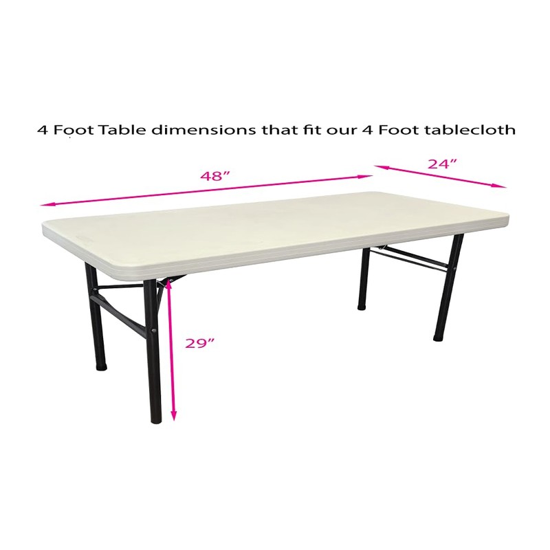4 Foot Folding Table Cloth White 24x48x29