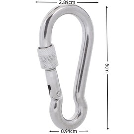 Loopunk Carabiner 304 Stainless Steel Carabiner, Strong Spring Hook Key Holder, Multi-functional, Au, Door, Travel Goods, Fishing, Fishing Gear, Trekking, Fall Prevention, Stainless Steel Set (M6, 6