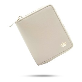 Baur Women's Wallet, Genuine Leather Wallet with RFID Protection, Small Wallet with Card Slots and Coin Compartment, Soft Full Leather, Wallet with All-Round Zip, cream, 12,5 x 10,5 x 2,2 cm, Classic