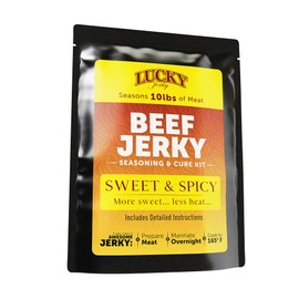 Lucky Jerky Sweet & Spicy DIY Jerky Seasoning and Cure Kit - Seasons 10lbs of Meat | Easy-to-Use Kit for Homemade | Create Delicious, Customized Teriyaki, Brown Sugar, and Red Pepper Heat