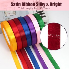 Luomorgo 1/2 Inch Satin Ribbon, 25 Yards Burgundy Satin Ribbon, Fabric Ribbon for Gift Wrapping, Flower Bouquet, DIY Craft, Sewing, Wedding, Birthday Party Decorations