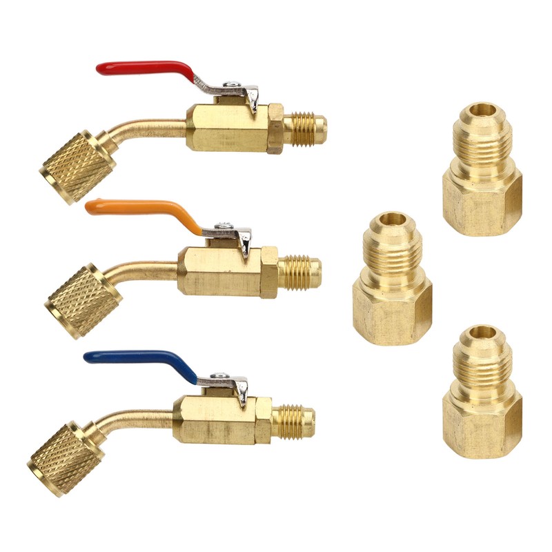 6PCS Refrigerant Angled Compact Ball Valve Fit for R410A R134A