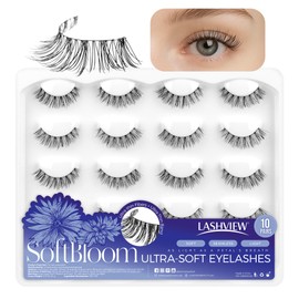 LASHVIEW Upgraded Next Gen False Eyelashes, 10 Pairs, Super Soft, Ultra Light 0-Touch False Eyelashes for Easy Application, 24H (122)