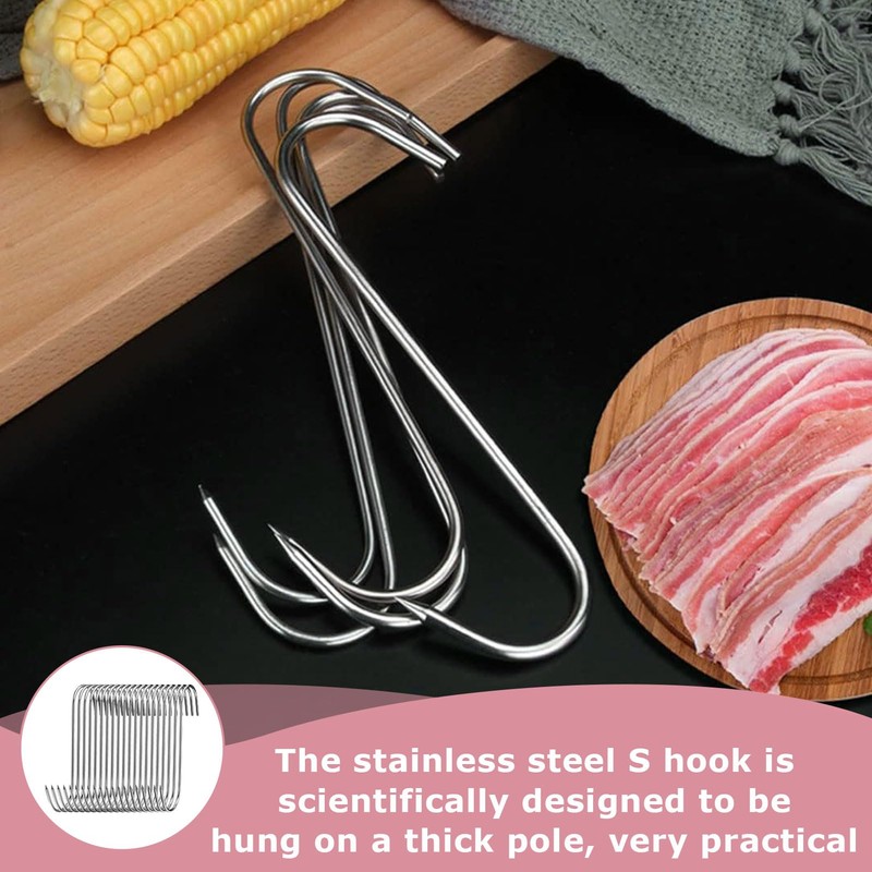 Pack of 20 Meat Hooks, Meat Hooks, Stainless Steel, Smoking