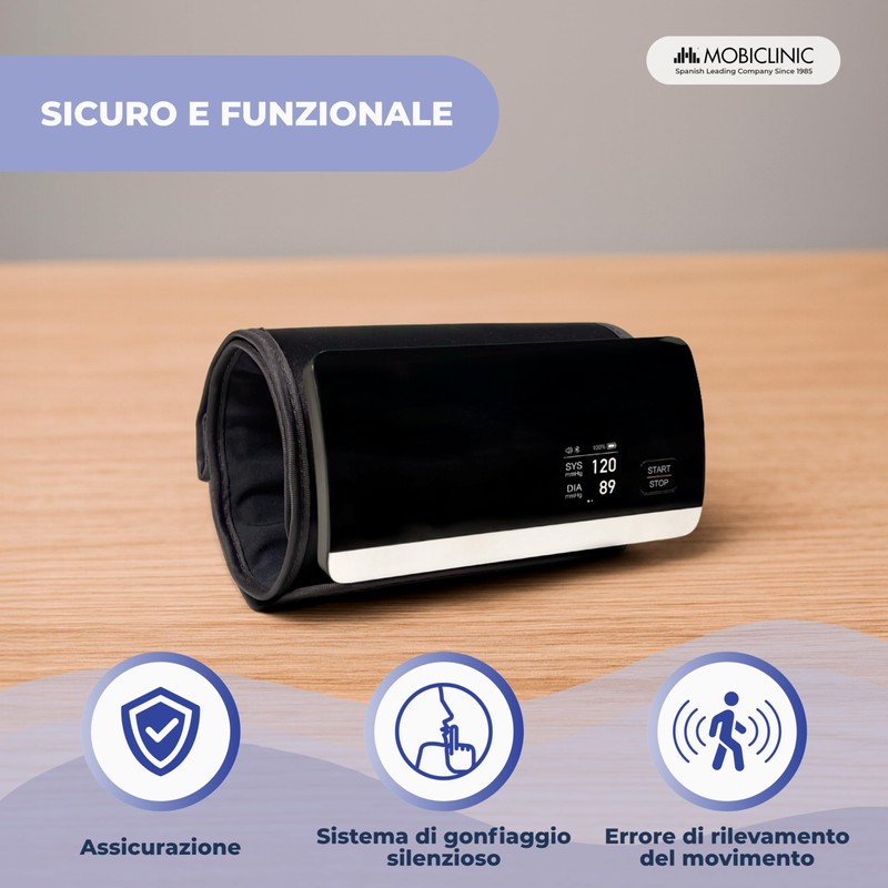 Mobiclinic®, Misuratore Pressione da Braccio, Digitale, Connessione Bluetooth e APP,