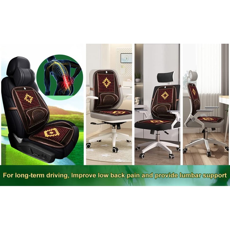 Wood Beaded Comfort Seat Cover with Cooling Ventilated Mesh Lumbar