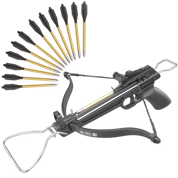 KingsArchery Crossbow Self-Cocking 80 LBS with Adjustable Sights and a Total of 15 Aluminim Arrow Bolt Set