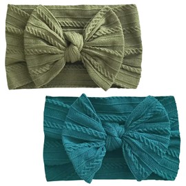 2 Pieces Baby Headbands Newborn Turban Headband Baby Girl Bows Soft Bow Headwear Elastic Hair Bands for Toddlers Newborns