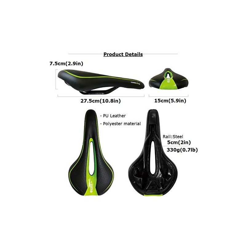 GORIX Bike Saddle Seat Comfortable Cushion with Rail Mountain Road