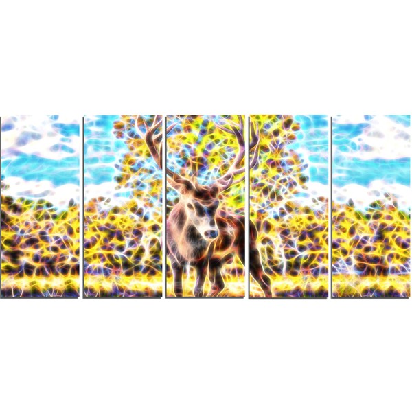 Digital Art PT2449-401 Deer in The Woods-Animal Canvas Art, 60x28-5